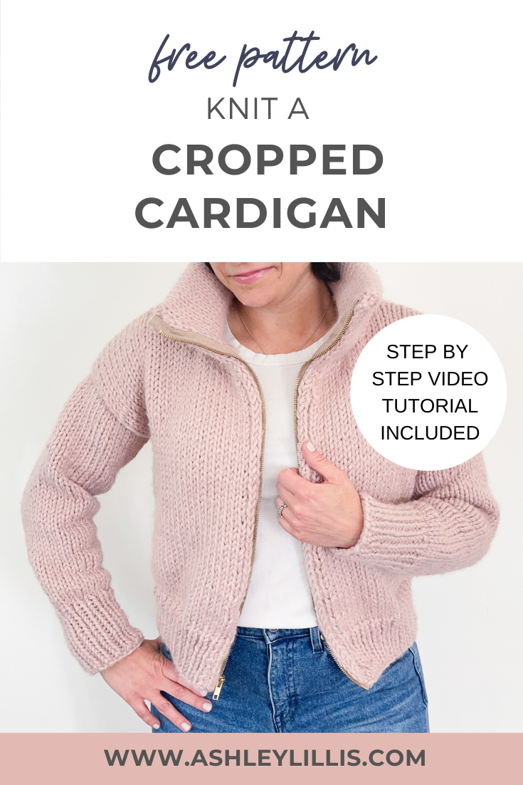 Chunky Cropped Cardigan Knitting Pattern | Pink Wildflowers